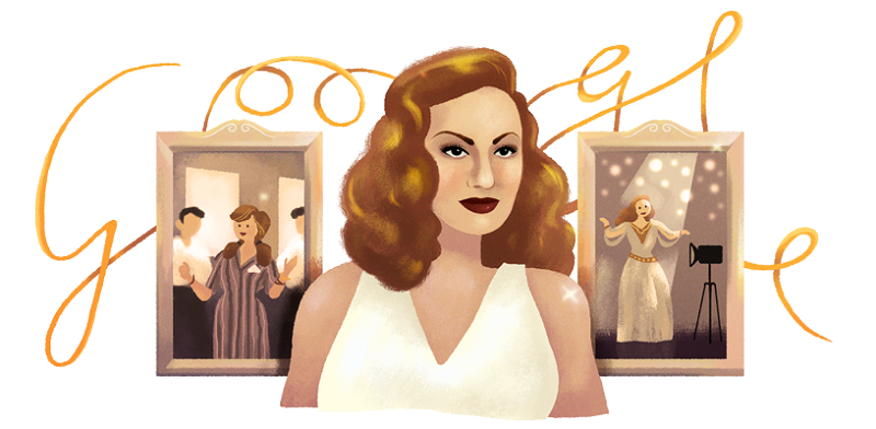 Google Doodle of Hind Rostom in her Birthday